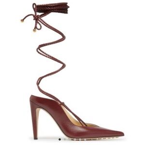 *SOLD* Bottega Veneta Black Leather Ankle Strap Spritz Pumps Size EU 38/US 8